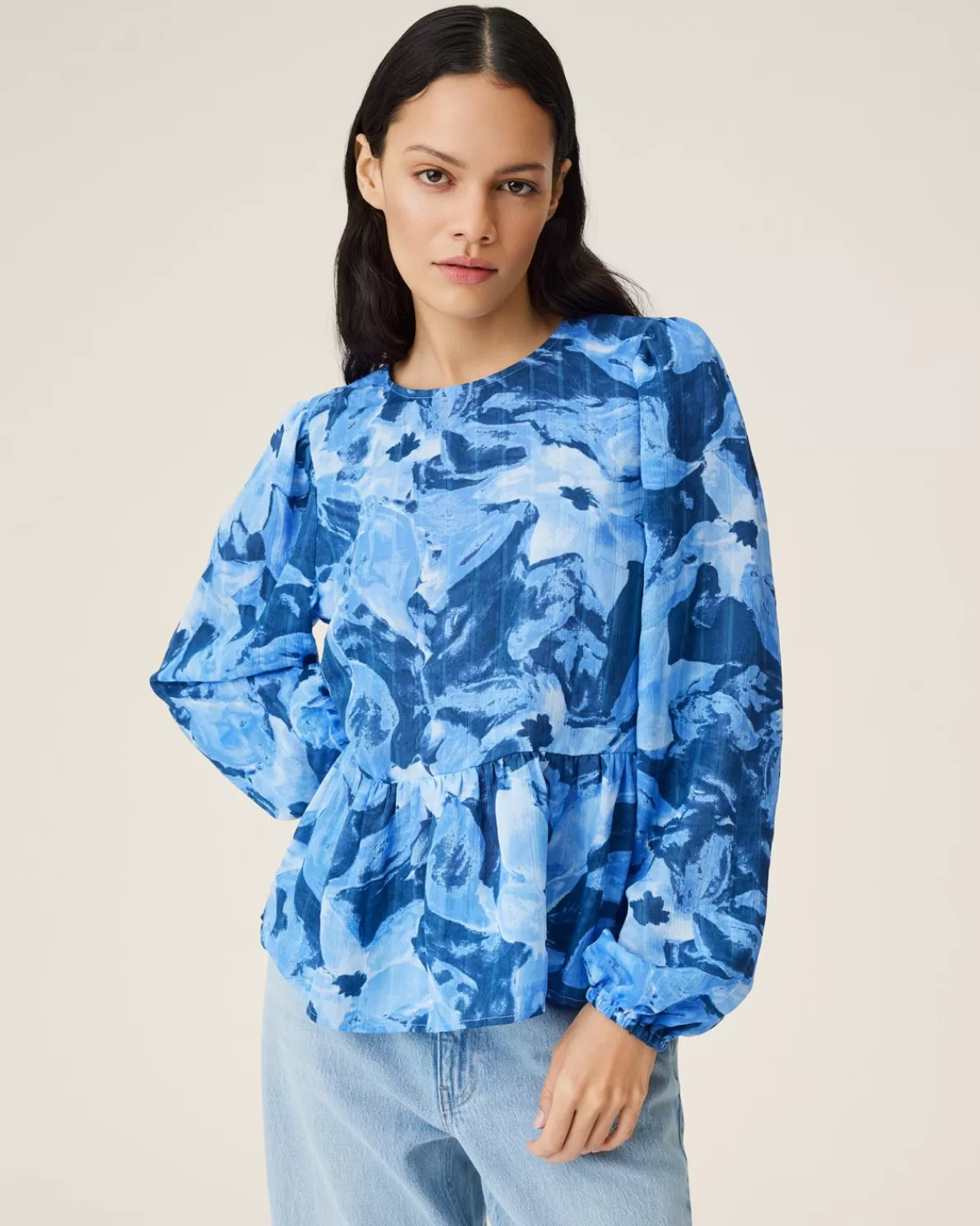 Women MSCH Copenhagen MSCHLaurisia Peplum Top AOP